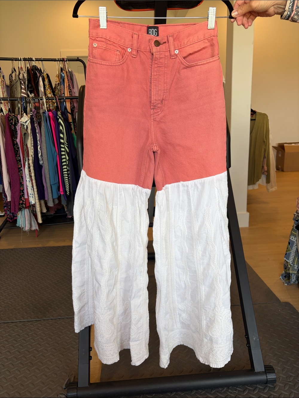 BDG Coral and White Two-Tone Wide-Leg Jeans